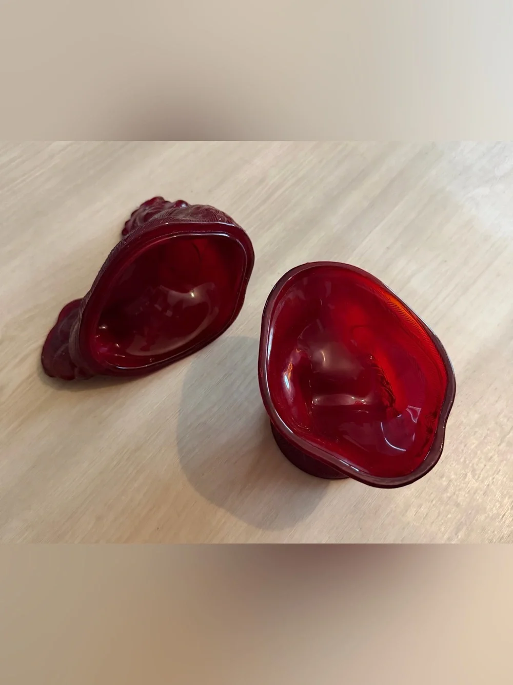 Vintage Rooster on Nest Footed Ruby Red 2 Piece Dish & Cover Ruby Red